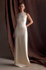 Violet Sleeveless Satin Maxi Dress - Blush Gold