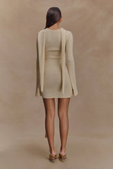 Taron Knit Mini Dress With Scarf - Cream
