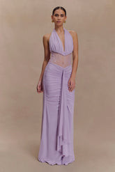 Bonnie Slinky And Lace Maxi Dress - Lilac