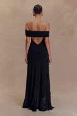 Audrey Off Shoulder Mesh Maxi Dress - Black