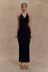 Ayella Cowl Knit Maxi Dress - Black