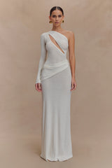 Alexius One Shoulder Knit Maxi Dress - Ivory