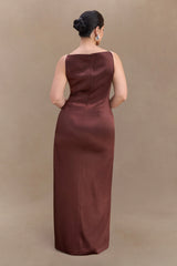 Violet Sleeveless Satin Maxi Dress - Dark Chocolate