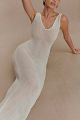 Ari Tape Yarn Knit Maxi Dress - White