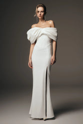 Aphrodite Off Shoulder Crepe Gown - Ivory