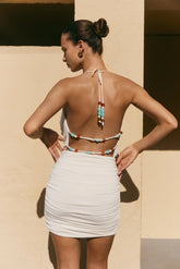 Astraeus Beaded Cowl Mini Dress - Ivory