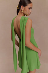Wynter Scarf Draped Mini Dress - Green