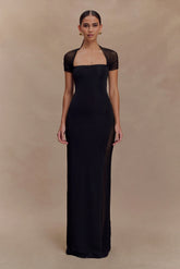 Wyatt Slinky And Mesh Maxi Dress - Black