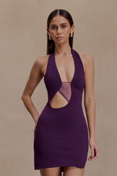 Aubree Crepe And Mesh Mini Dress - Purple