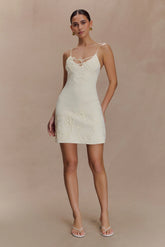 Brullo Embroidery Knit Mini Dress - Ivory