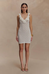 Brigid Ruffle Knit Sleeveless Dress - Ivory