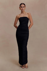 Jianna Strapless Mesh Maxi Dress - Black