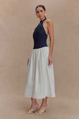 Ashwin Denim Cotton Midi Dress - Indigo Blue