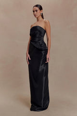 Calliope Strapless Organza Maxi Dress - Black