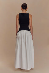 Acacia Contrast Sleeveless Maxi Dress - Black/White
