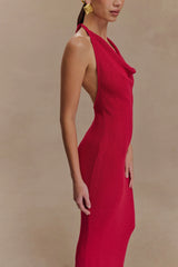 Ayella Cowl Knit Maxi Dress - Raspberry