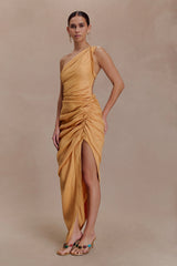 Birgit Linen Midi Dress With Hardware - Deep Peach