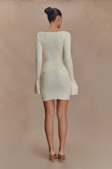 Amari Knit Crochet Knit Mini Dress - Ivory