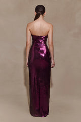 Winston Strapless Sequin Maxi Dress - Plum