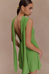 Wynter Scarf Draped Mini Dress - Green