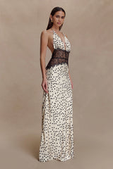 Dinah Lace And Satin Maxi Dress - Polkadot