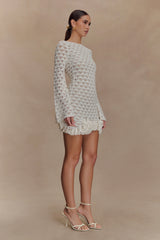 Aileen Ruffle Crochet Mini Dress - Ivory