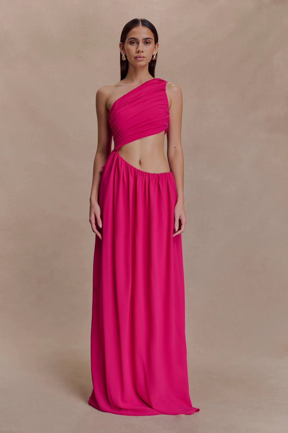 Aria Chiffon Cut Out Maxi Dress - Fuchsia